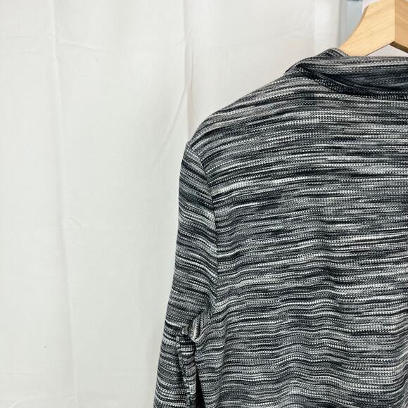 T by TALBOTS Size XL Snap Mock Turtleneck Top Thermal Pullover Spacedye Gray - Picture 9 of 11